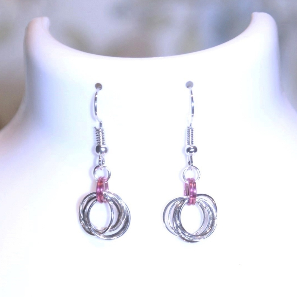 Simple ring earrings with pink accents ED-6-001